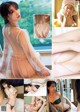 A collage of photos of a woman in lingerie.